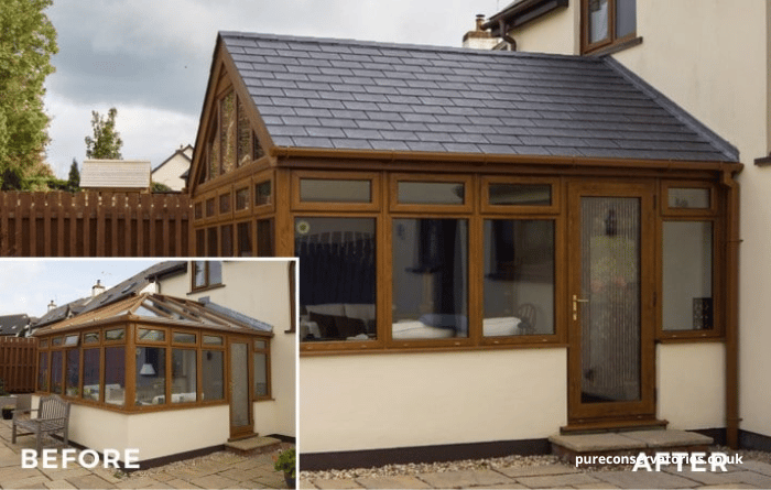Before and after conservatory conversion
