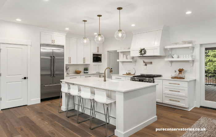 Modern kitchen renovation with feature lighting